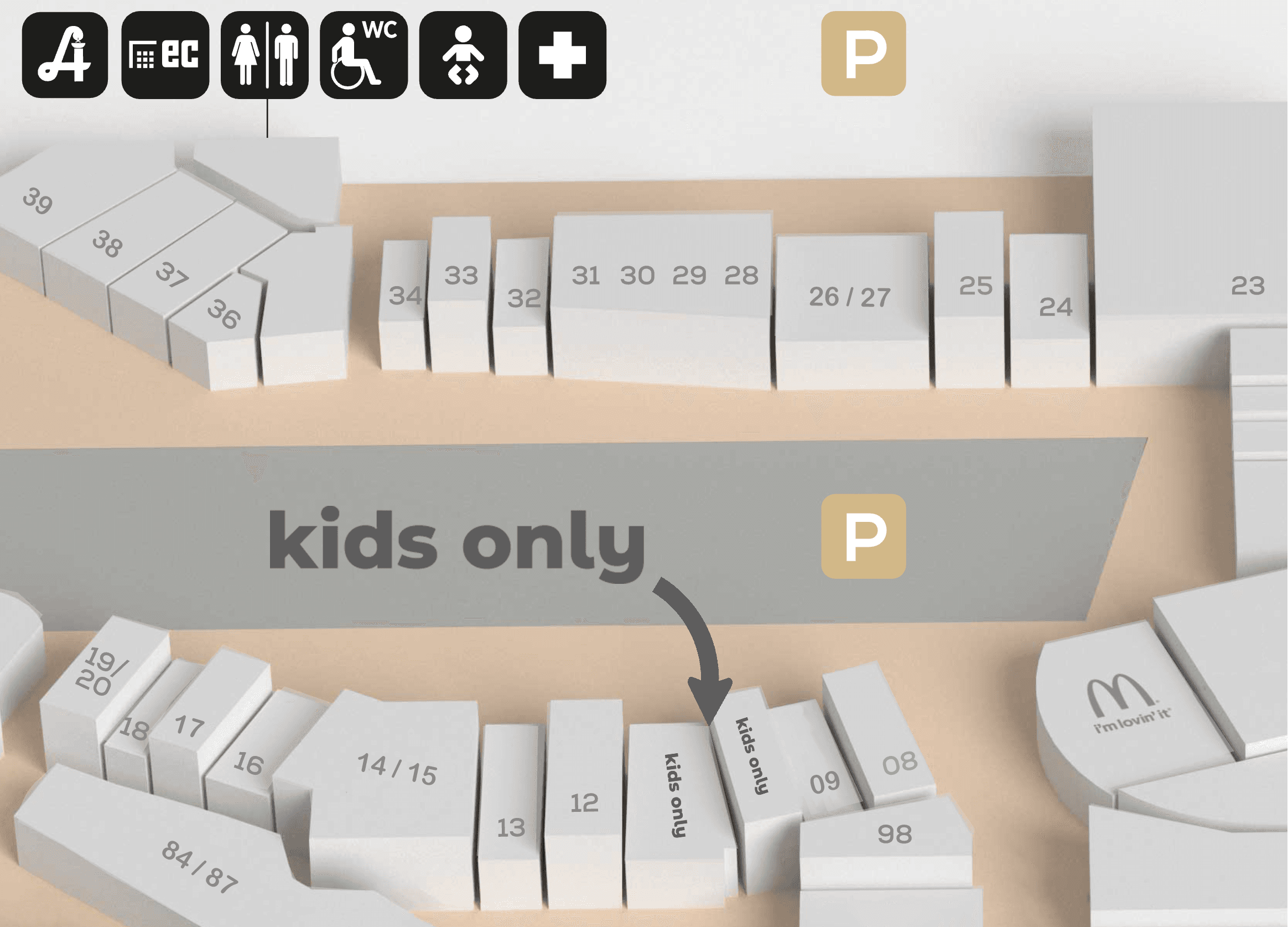 kids only Parndorf - Zentrumsplan und Lage des Geschäfts